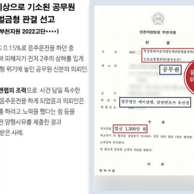 공무원+음주+위험운전치상, 벌금형 받아내