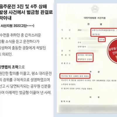 공무원의 음주운전 3진 및 4주 상해 교통사고 발생 사건에서 벌금형 선고받아 당연퇴직 막아내