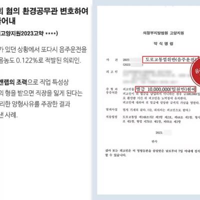 음주운전 2회 혐의 환경공무관 변호하여 벌금형 이끌어내